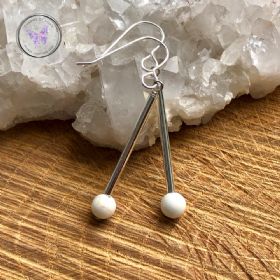 Magnesite & Silver Tube Earrings